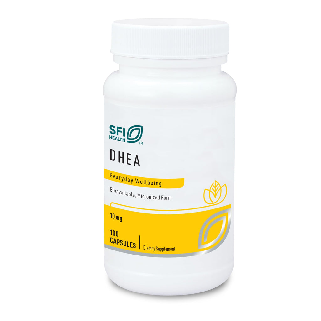 SFI Health Klaire Labs DHEA 10mg - Dehydroepiandrosterone Derived from Wild Yam - Micronized for Superior Absorption - Soy-Free, Hypoallergenic Supplement for Men & Women (100 Capsules)