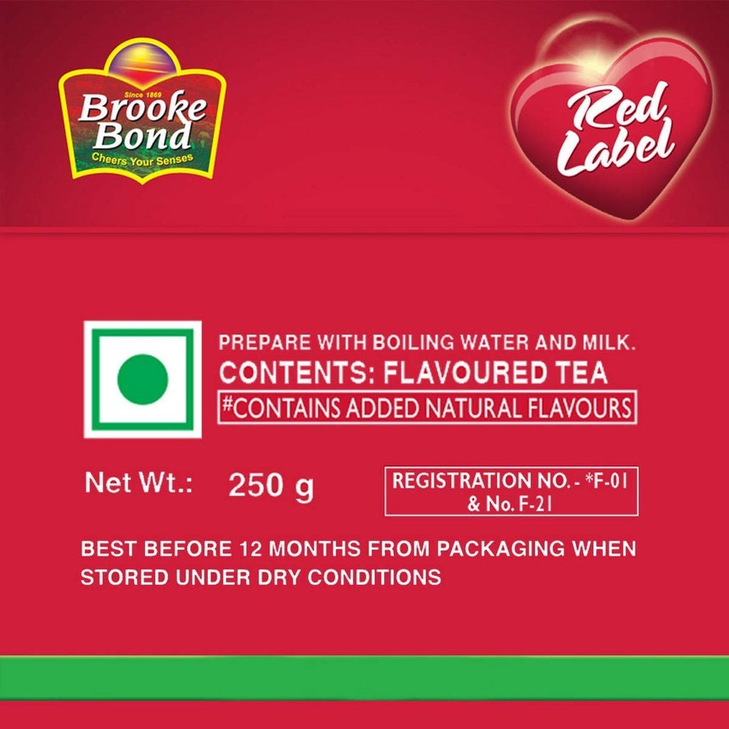 2-Pack Brooke Bond Red Label Natural Care with 5 Ayurvedic Ingredients to Boost Immunity (2 x 250 gm) Packaging may vary
