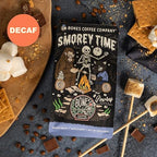 Bones Coffee Company Decaf S'morey Time Flavored Coffee Beans, Whole Bean Coffee Medium Roast Low Acid Decaffeinated, S'mores and Graham Crackers Flavor (12 oz)
