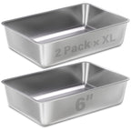 LEGOURNS XL Stainless Steel Litter Box 2 Pack, 23.6"x15.8"x6" (Height) Extra Large, Silver, Cat Litter Box, High Sides, Non Stick, No Smell, Easy Clean, Metal, For Big/Fat Cats & Kittens