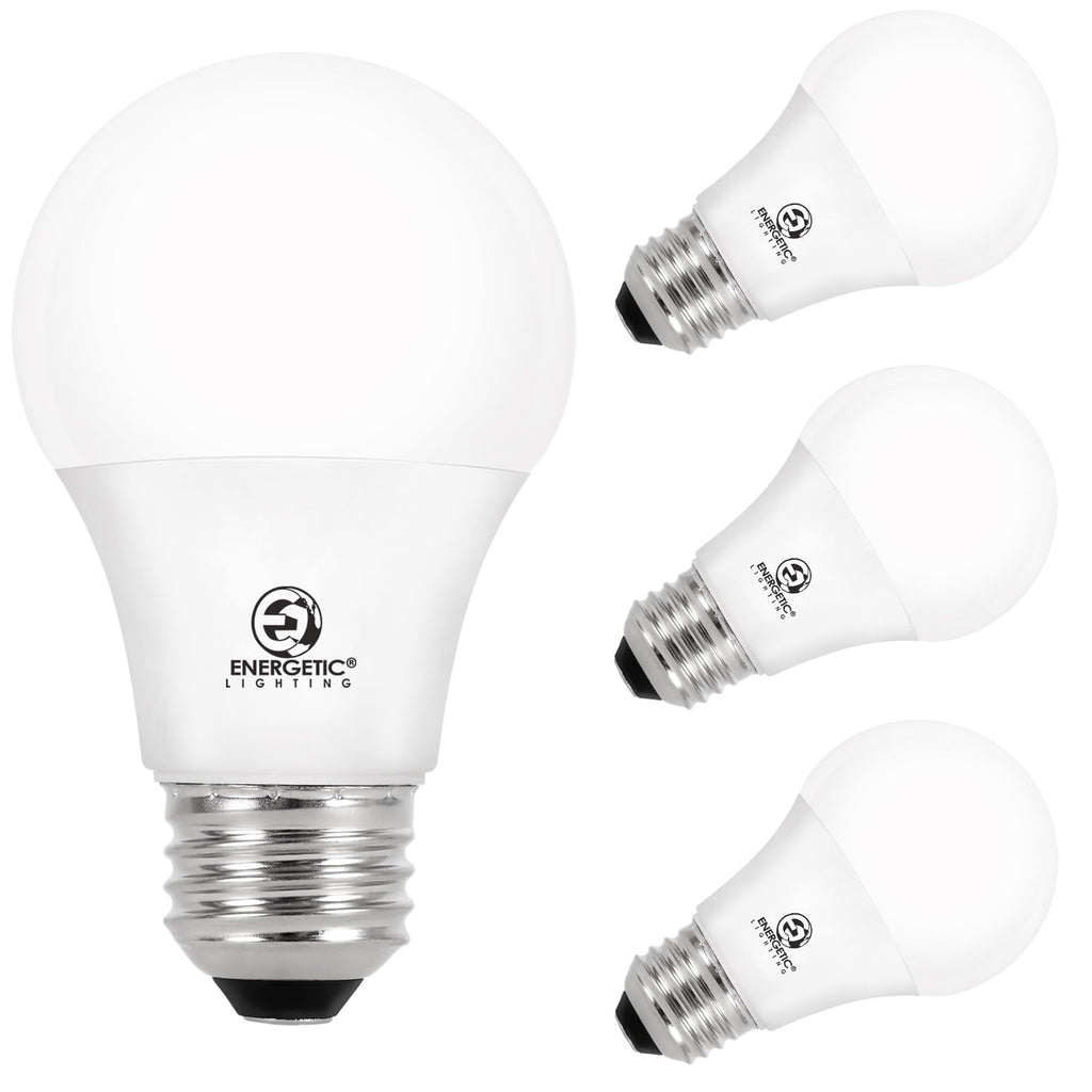 Energetic 60W Equivalent, A19 LED Light Bulb, 5000K Daylight, E26 Medium Base, Non-Dimmable LED Light Bulb, 8W 760lm, ETL Listed 4 Pack