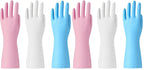 Bamllum Rubber Cleaning Gloves - 3 Pairs Latex Free Kitchen Cleaning Gloves with Cotton Liner- Household Dishwashing Gloves, Non- Slip Waterproof (Medium, Blue+Pink+White) (Pack of 2)