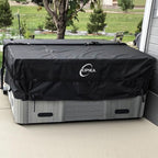 Kipiea 600D Outdoor Waterproof Square Hot Tub Cover Protector, Heavy Duty Polyester SPA Cover UV Protection Cover 90" L x 90" W x 20" H, Black
