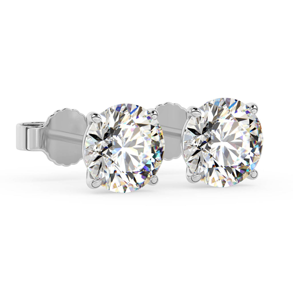 1.0 Carat 14K White Gold IGI Certified LAB GROWN Round Cut Diamond Stud Earrings for Women 4 Prong Screw Back for her MADE IN USA (E-F Color, VS1-VS2 Clarity)