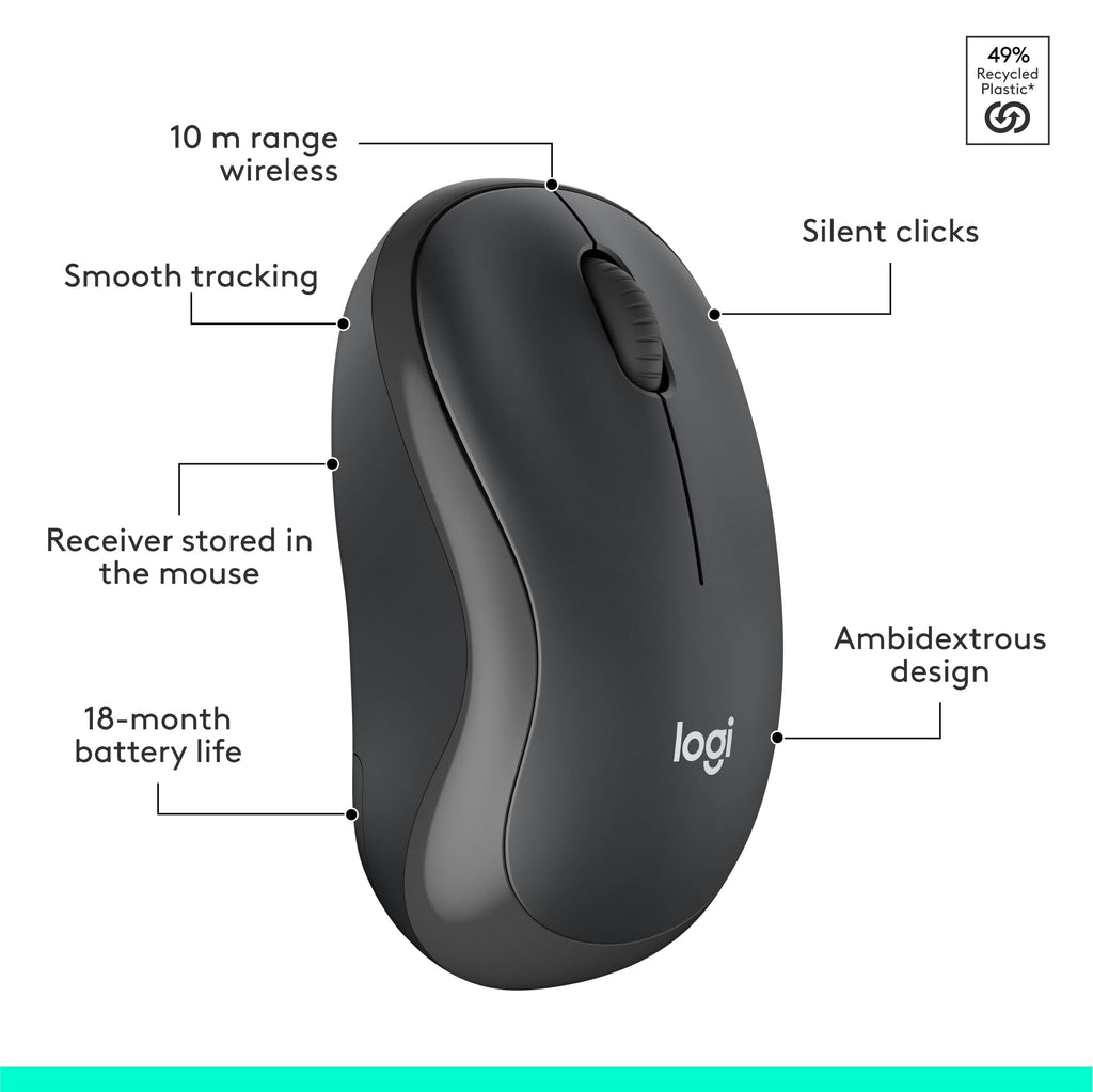 Logitech MK295 Full Size Silent Wireless Keyboard Mouse Combo - Graphite