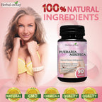 Pueraria Mirifica Capsules - Natural Breast Enhancement Pills for Women - Breast Enlargement Pills - Breast Growth, Vaginal Health, Menopause Relief, Skin & Hair Health - 90 Vegan Capsules