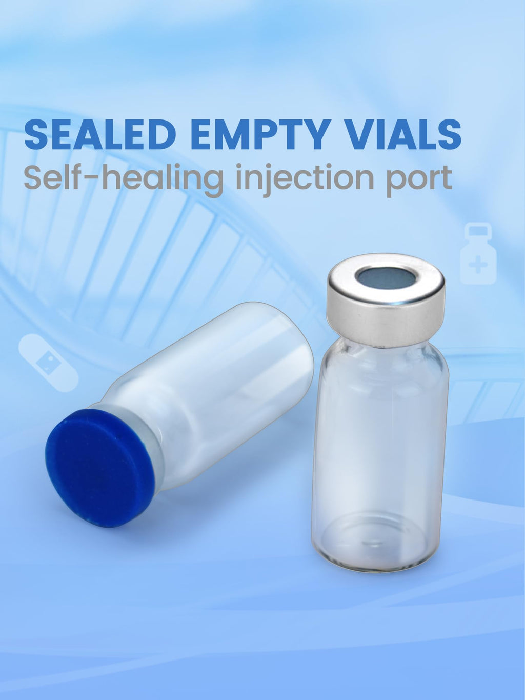 20ml Glass Vials - Self-Healing Injection Port, Sterile Empty Vials with Sealed Cap (10 Pack)