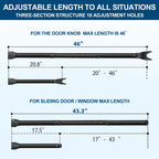 Door Security Bar, Rerishom Door Stoppers Security bar,Heavy Duty Door Lock Security Door Jammer Door Stopper for Apartment, Hotel Room,Screen Door Hardware (Dark Black, 2 Pack)