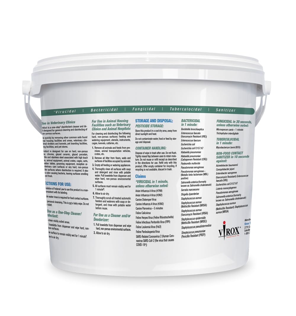 REScue One-Step Disinfectant Cleaner & Deodorizer Wipes for Vet Use – Cleaner for Kennels, Litter Boxes, Vet Offices, Pet Grooming Surfaces – Extra Large, 160-Count Wipes Bucket (1 Pack)
