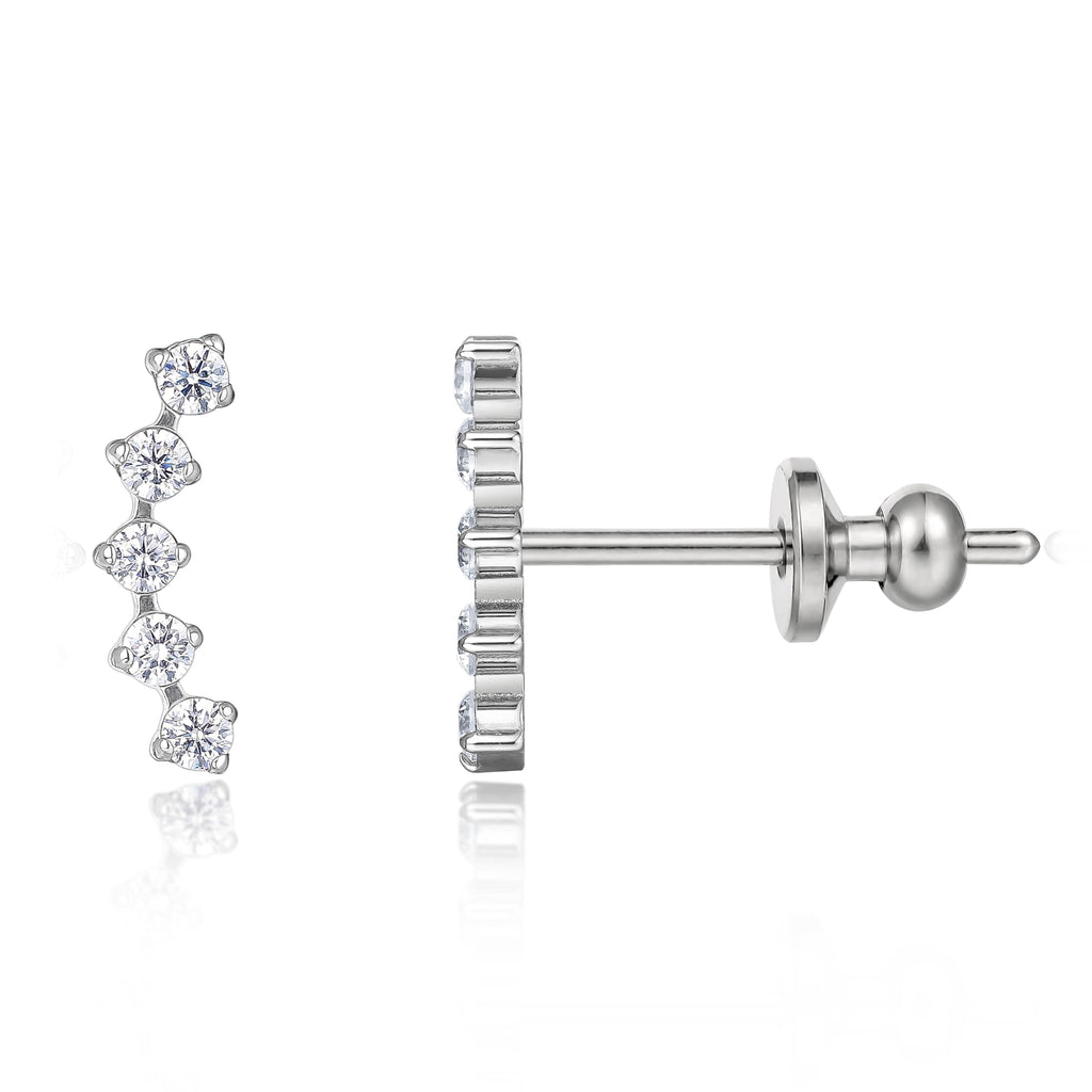 Limerencia Hypoallergenic Titanium Stud Earrings with Sparkling CZ, Silver