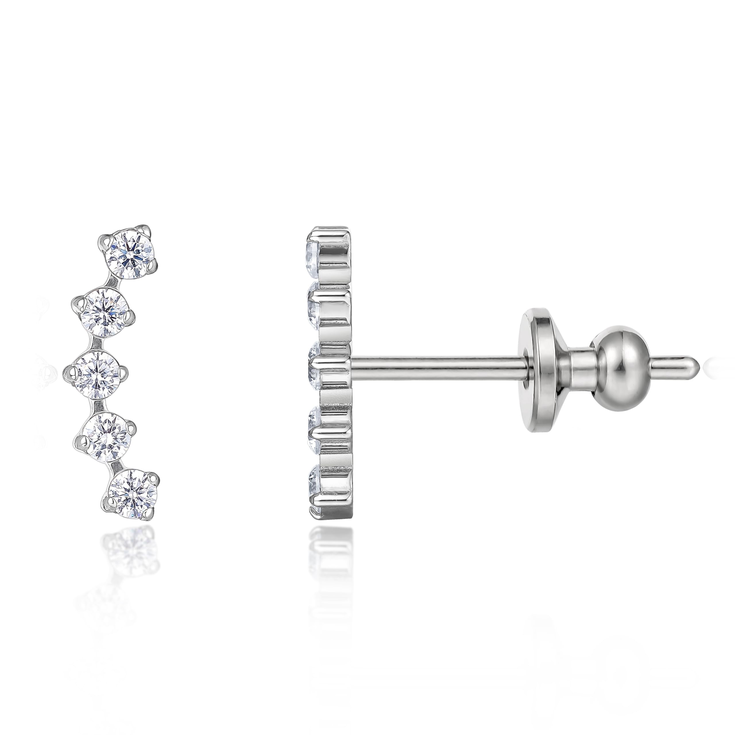 Limerencia Hypoallergenic Titanium Stud Earrings with Sparkling CZ, Silver