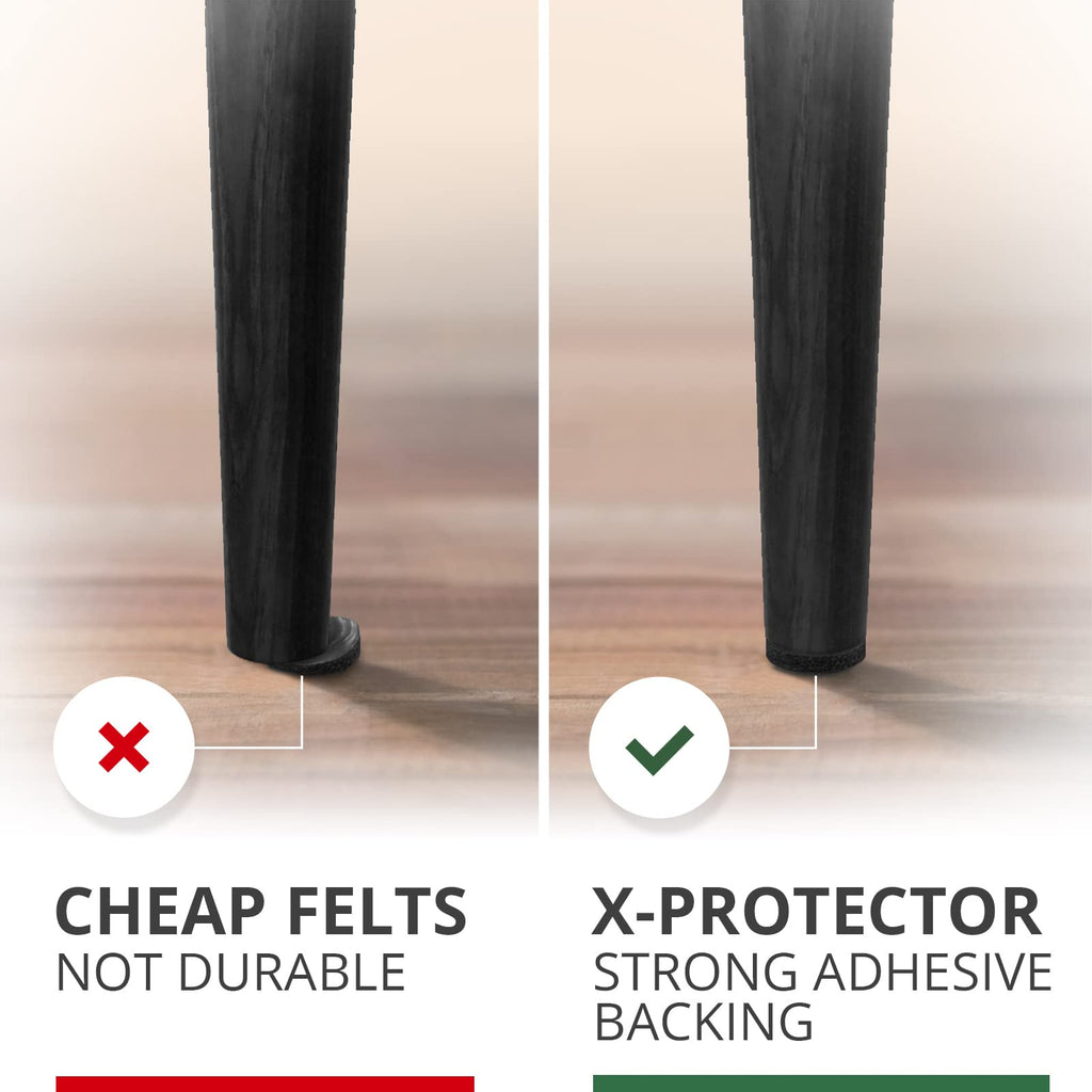 X-Protector 357 Pcs Black Felt Furniture Pads - Huge Quantity of Anti-Scratch, Heavy Duty Floor Protectors for Hardwood, Tile, Laminate - Suitable for Chairs, Tables, Sofa, Bed, Cabinet, Ottoman