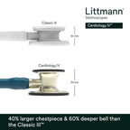 3M Littmann Cardiology IV Diagnostic Stethoscope, 6190, More Than 2X as Loud, Weighs Less, Stainless Steel Champagne-Finish Chestpiece and Stem, 27" Caribbean Blue Tube, Black Headset