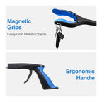 2-Pack Grabber Reacher Tool, 32 Inch Extra Long Steel Foldable Pick Up Stick with Strong Grip Magnetic, 90° Rotating Anti-Slip Jaw, Trash Claw Grabber Tool, Hand Grabber for Reaching, Arm Extension