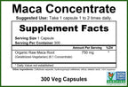 GreenPacks® Organic Maca Root Concentrate (Gelatinized) Supplement - 300 Capsules