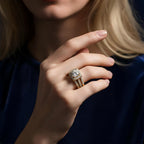 18K Gold Plated Cubic Zirconia Halo 3-in-1 Wedding Ring Set for Women