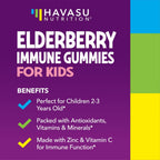 Elderberry Gummies for Kids with Zinc and Vitamin C - Immune Support Supplement for Children - 60 Count, Vegan, Berry Flavor - Convenient Daily Defense with Antioxidants and Essential Nutrients