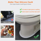 White Caulk Tape Waterproof Self Adhesive, Toilet & Bathtub Sealant Strip, Peel & Stick Caulking Tape for Floor Tile Corner Trim & Shower, Bathroom Accessories, Better Than Silicone Caulk