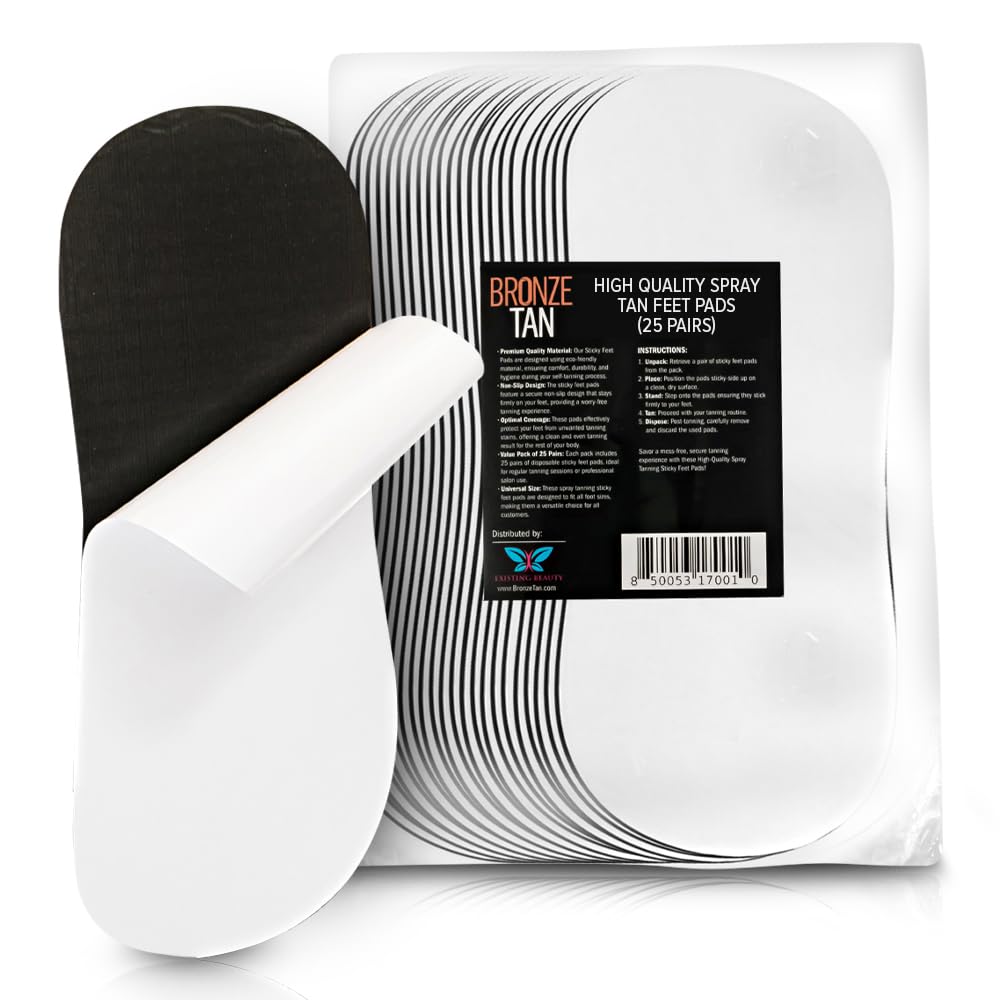 Bronze Tan Sticky Pads for Feet – 25 Pairs, Disposable & Hygienic Non-Slip Pads – Eco-Friendly Tanning Foot Protectors for Sunless or Self-Tanning at Home or Salon