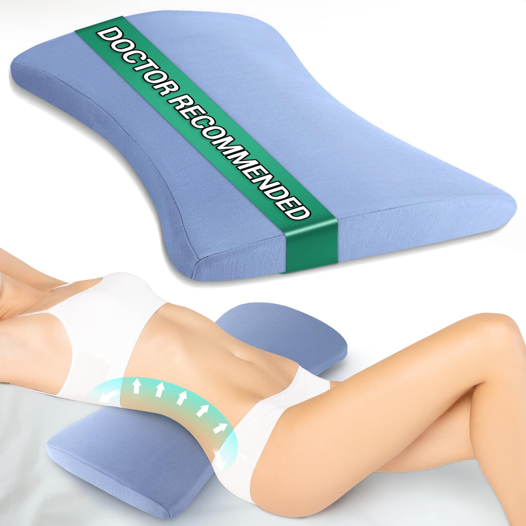 Lumbar Support Pillow for Bed Relief Back Pain: Lower Back Pillow for Sleeping - Memory Foam Waist Pillow - Back Wedge Bolster Pillow for Side, Back&Stomach Sleepers - Bed Rest Cushions for Car, Sofa