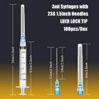 100Pack 3ml/cc with 23 G 1.5” Safety Individually Wrapped