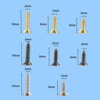 Small Screws for Small Hinge Antique Self Tapping Screws Multi-Purpose DIY Screws Set Gold Silver Bronze 2x6mm/0.07x0.23 "2x8mm/0.07x0.31" 2x10mm/0.07x0.39" 1600pcs