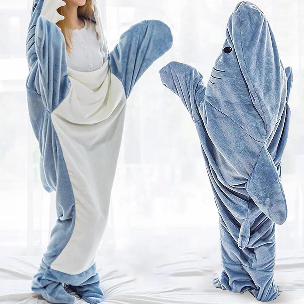 inkArts Shark Blanket Hoodie - Adult Shark Sleeping Bag & Cozy Flannel Hoodie