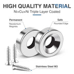 MIKEDE 50Pcs Magnets, Strong Neodymium Magnets Small Round Magnet with Hole, Heavy Duty Rare Earth Magnet Disc Countersunk Hole with 50Pcs Stainless Screws for Locker, Tool Storage, Crafts
