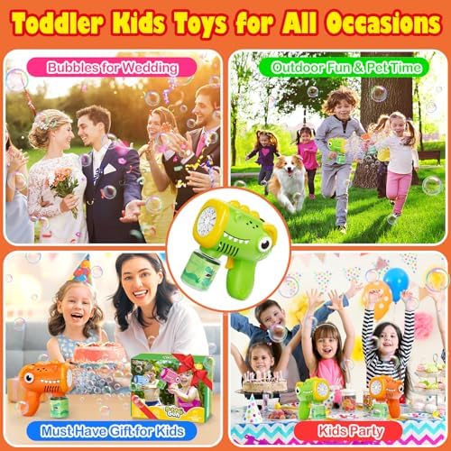 Boys Toys for 3-8 Year Old: 2 Pack Bubble Gun Machine Rechargeable, Kids Toys Birthday Gifts for 3 4 5 6 7 8 Years Old Boy Girls Toddlers Ages 3-5 Christmas Stocking Stuffers Valentines Easter Outdoor