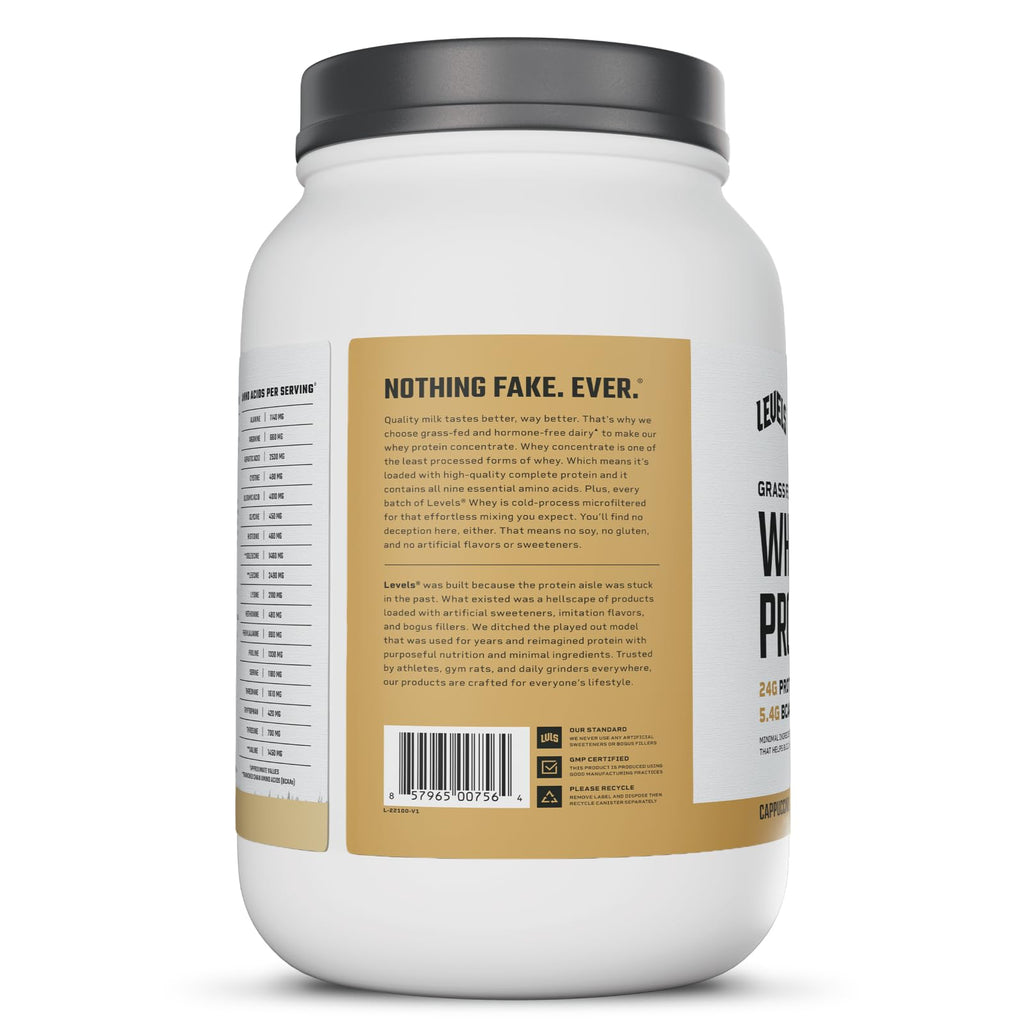 Levels Strawberry Banana 100% Grass Fed Whey Protein with Real Fruit, Single Serving, Undenatured, No GMOs