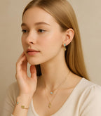 OZEL - Layered Gold Necklaces for Women - Crystal Colorful Delicate Cutting Pendant Necklace - 18K Gold Plated - Birthday Gifts (1M1234-2_green opal)