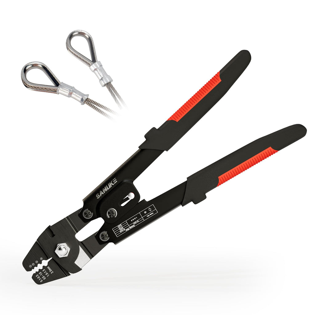 Sanuke Wire Rope Crimping Tool for Aluminum Crimping Loop Sleeves up to 2.0mm, Swager Tool for 3/64 1/16 5/64 inch Stainless Steel Cable Crimper