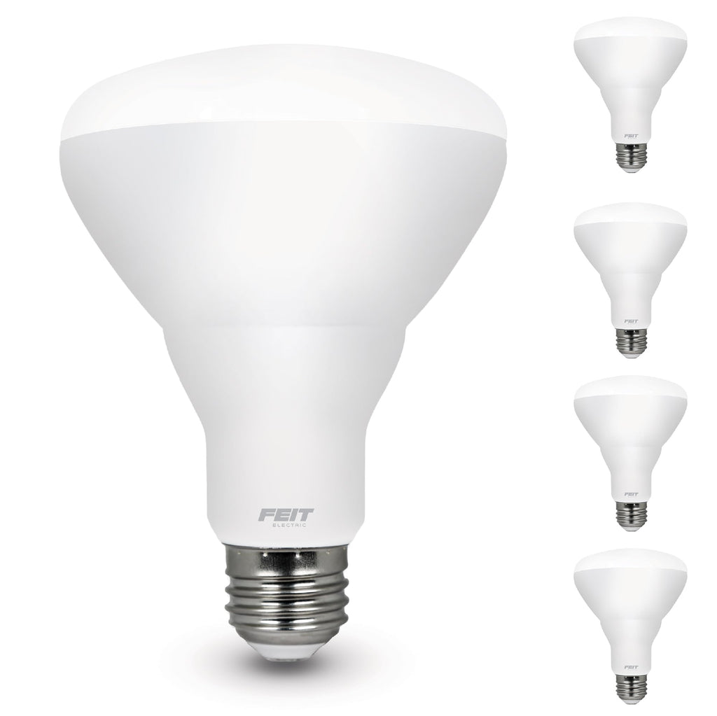 Feit Electric BR30 LED Light Bulb, 65W Equivalent, Dimmable, 650 Lumens, E26 Standard Base, 2700K Soft White, 90 CRI, Recessed Can Light Bulbs, 22-Year Lifetime, BR30DM/927CA/4, 4 Pack