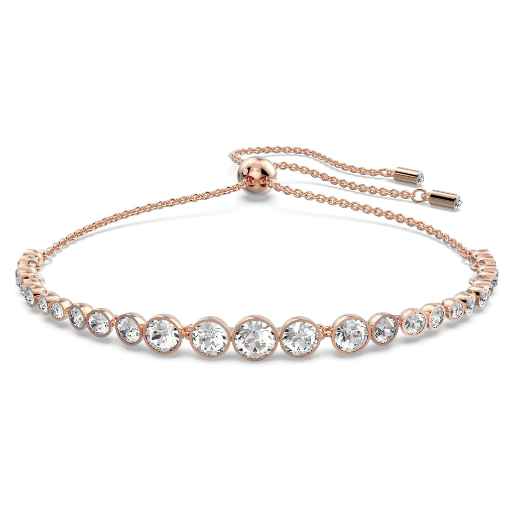 Swarovski Bracelet with White Crystal Details on a Rhodium-Finish Cuff Setting, Size M, Part of the Emily Collection