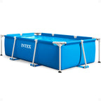 INTEX Rectangular Frame 7 ft 2 in x 4 ft 11 in x 23 in Above Ground Pool, Swimming Pool with Steel Frame, Pump Not Included
