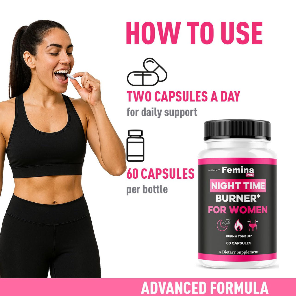 FeminaPro Nighttime Advanced Formula, FeminaPro Nighttime Maximum Strength Health Wellness, FeminaPro Night Time Pills for Women Support Supplement Premium Daily Formula, 60 Capsules for 1 Month