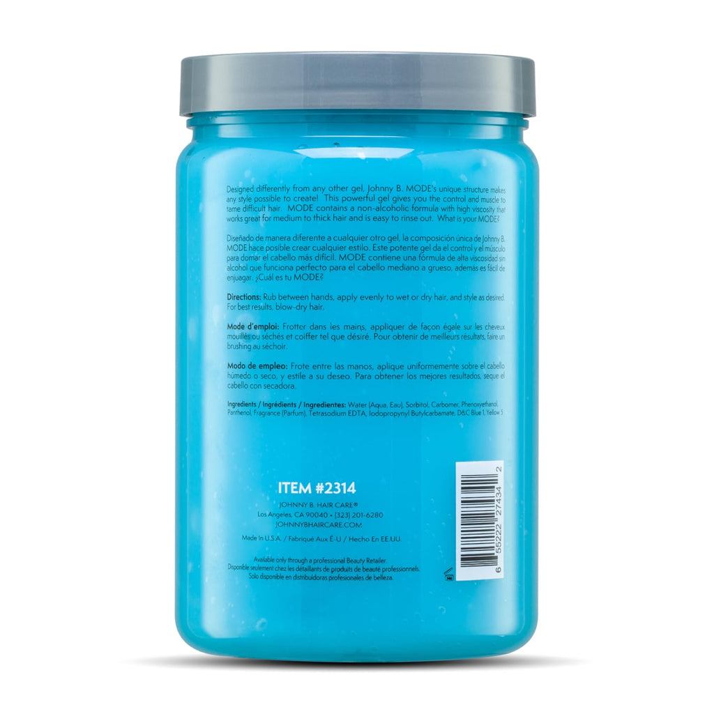 JOHNNY B. Mode Professional Hair Styling Gel, Long Lasting, Alcohol-free, No-flake formula