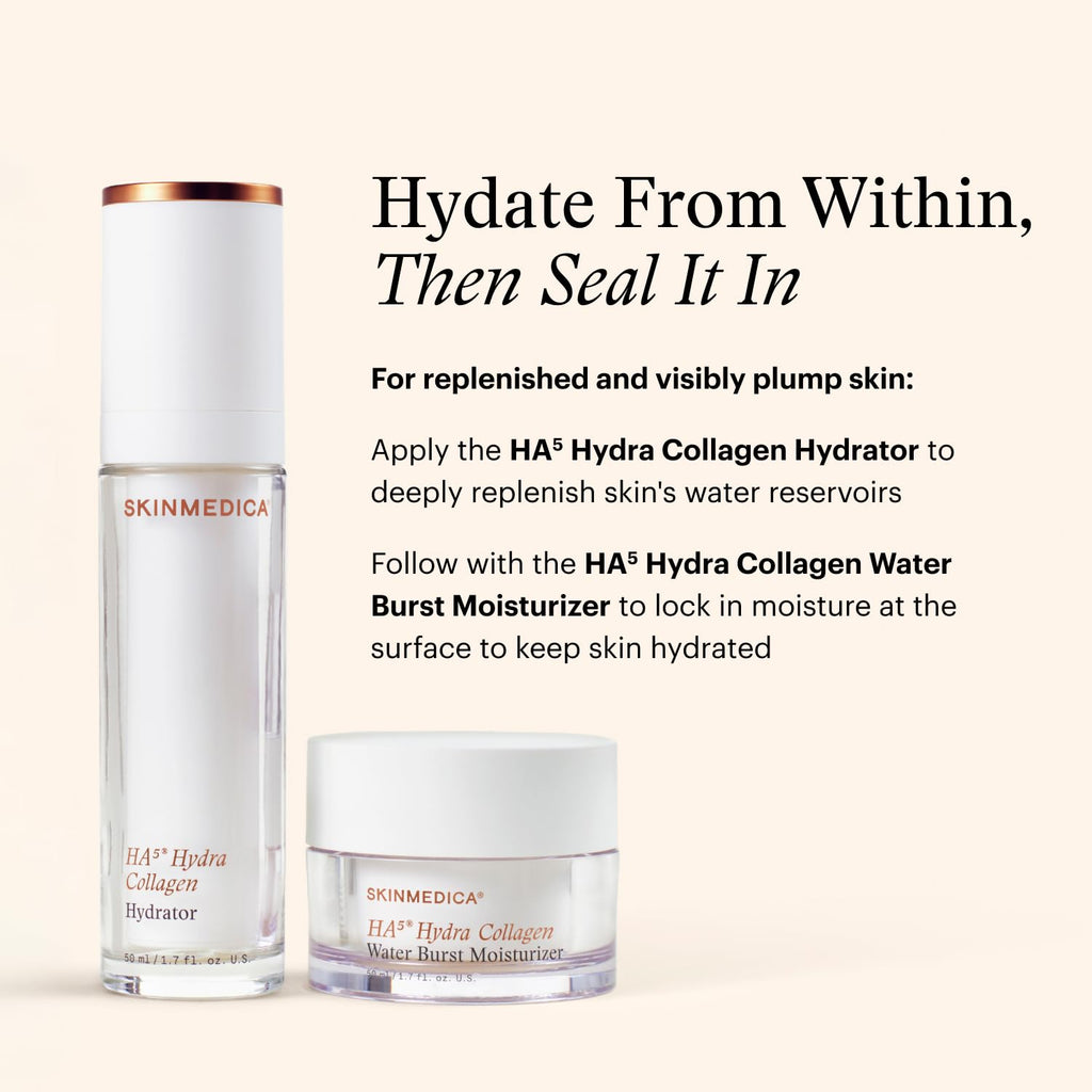SkinMedica HA⁵ Hydra Collagen Water Burst Face Moisturizer with Vegan Collagen - Plumping Face Cream with Microbiome Barrier Complex for 24-Hour Hydration - Helps Replenish Dry, Dull Skin (1.7 Fl Oz)