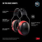 3M Pro-Grade Earmuff, Noise Reduction Rating (NRR) 30 dB, Lightweight & Adjustable Ear Muffs, Reduce Pressure Points For All-Day Comfort, Steel Wire Headband With Rubber Overmold Design (90565-4DC-PS)