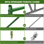 8PCS Tomato Cages for Garden, Tomato Trellis for Raised Garden Bed, 51.2" Tall Cage Plant Support for Pots, Gardening Supplies Trellis for Climbing Plants (8PCS，High: 51.2 Inch)