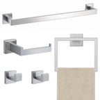 JOPOFI 5 Piece Bathroom Towel Bar Set - SUS304 Stainless Steel Bath Towel Holder, 23.6 Inch Towel Racks for Bathroom Wall Mounted, Bathroom Hardware Accessories Set - Brushed Nickel