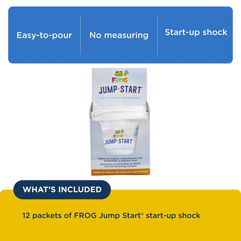 FROG Jump Start for Hot Tubs - Start-Up Chlorine Shock Removes Organic Contaminants & Establishes Chlorine Level - Hot Tub Set Up & Treatment - 12 Pack