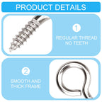 Aovchei 50pcs 304 Stainless Steel 1 Inches Eye Screws, Screw Hooks