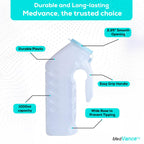 MedVance 1000ml Portable Urinals for Men, 8 Pack – Spill Proof Men's Urinal Bottle w/Glow in Dark & Leak-Proof Lid – Easy-Grip Durable Pee Bottles for Men - Versatile Male Pee Bottle for Elderly Care