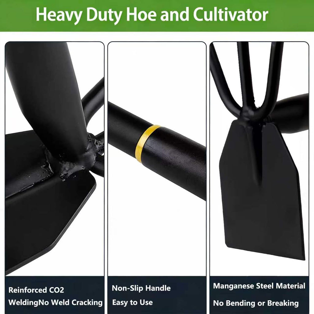 AHUDKKY Hoe and Cultivator, Hoe Garden Tool, Hand Hoe Cultivator Garden Tool, Thickened Manganese Steel, Garden Hoe for Weeding, Planting, Loosening Soil, Digging，No Assembly Required