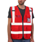 Dib Safety Reflective Safety Vest for Men Women, High Visibility Vest with Pockets and Zipper, Red 4XL