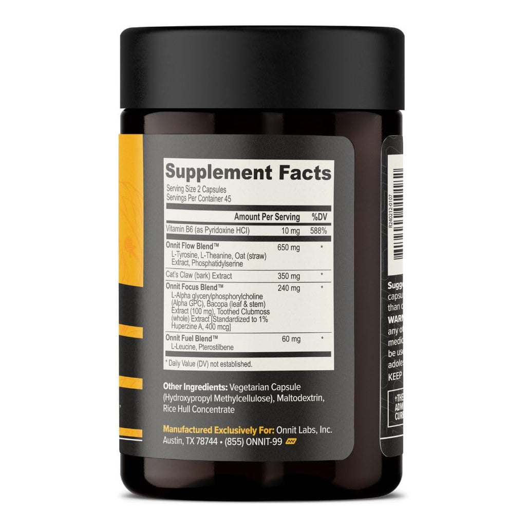 ONNIT Alpha Brain Nootropic Capsules for Men & Women, IGEN Non-GMO Tested Memory, Focus & Mental Clarity, with L-Theanine and Vitamin B6, 90 Count Each, Pack of 3 (270 Capsules)