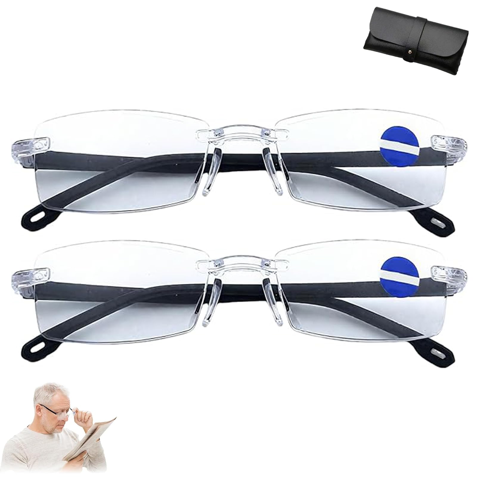 CREXEMI Blue Ease Optics Glasses, Blueease-Optics Glasses Clear Automatic Zoom Reading Eyeglasses, For Women for Men (2pc)