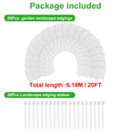 6 Inch Tall 20Ft White Landscape Edging Border with 7.8In Stakes,20Pcs