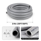 Elecoman 3/4inch 50ft Liquid-Tight Conduit and Connector Kit,Flexible Non-Metallic Liquid Tight Electrical Conduit Kit with 5 Straight and 3 90-Degree Connector Fittings,3/4 in. Dia